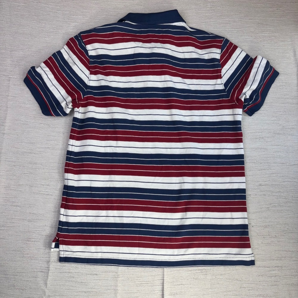 LL Bean Mens Red White Blue Striped Cotton Polo Shirt Traditional Fit M 300456 - Picture 2 of 6